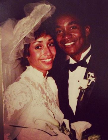 Lynn Kendall and Isiah Thomas on their wedding day